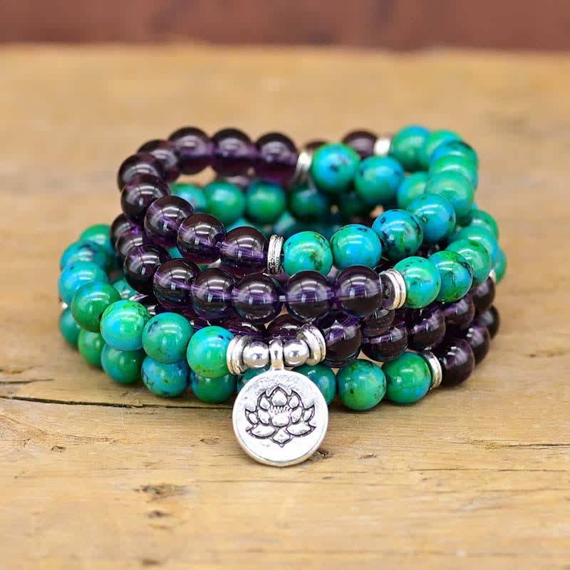 KarmaRipple's Amethyst Green Aventurine Spiritual Lotus Talisman Bracelet p9