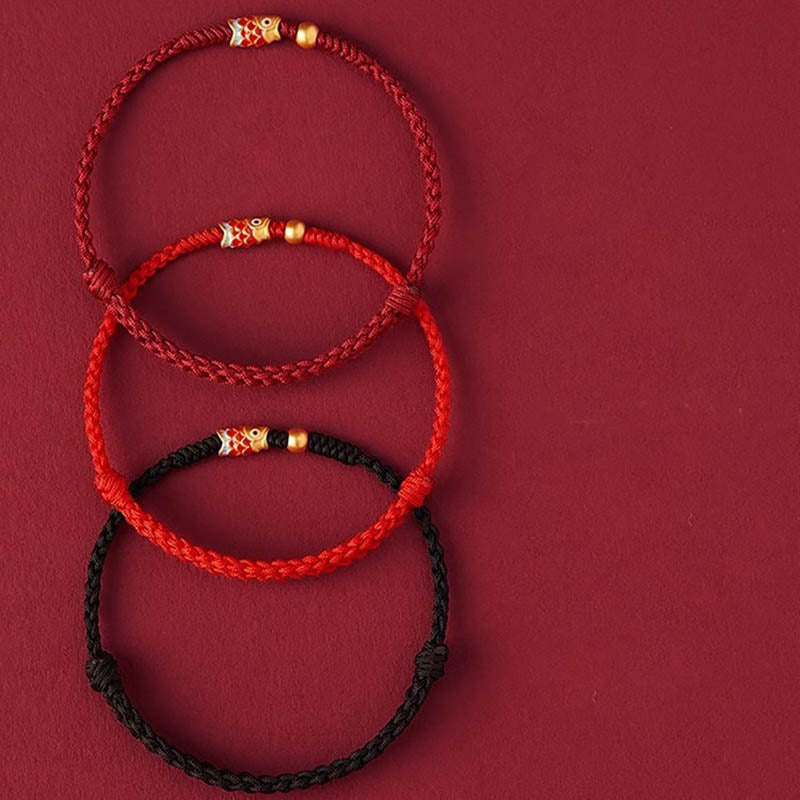 KarmaRipple's 925 Sterling Silver Handmade Koi Fish Wealth Success Woven Rope Bracelet p9