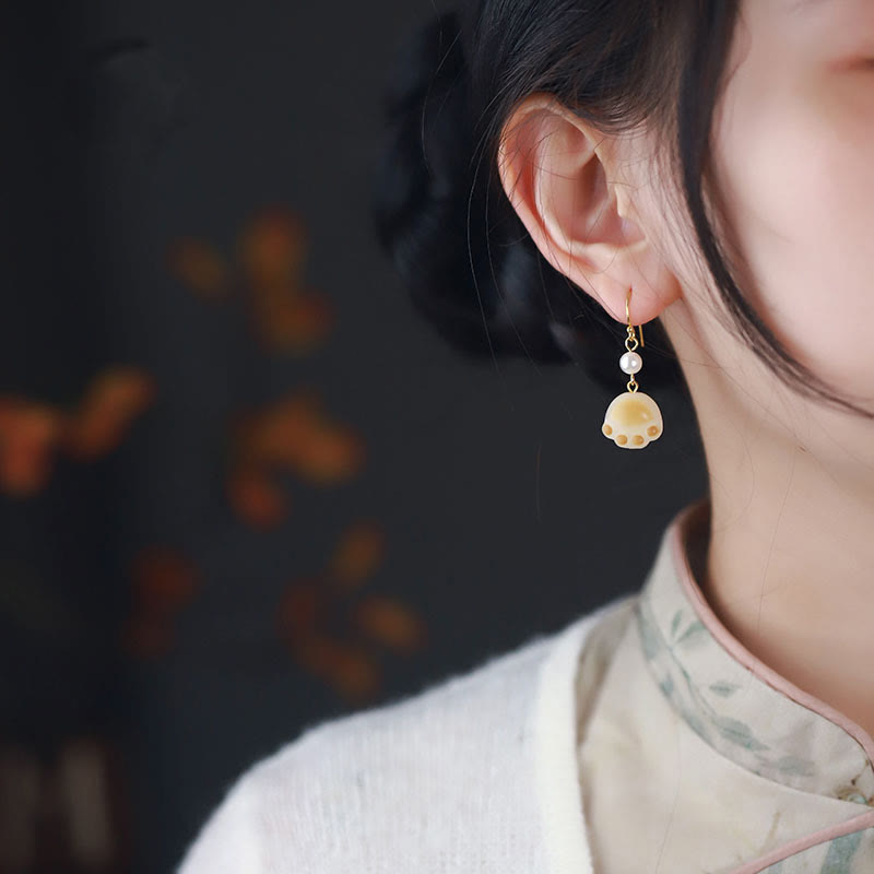 KarmaRipple's Bodhi Seed Lovely Cat Paw Claw Peace Dangle Drop Earrings p5