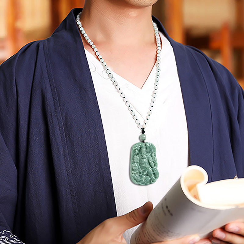 KarmaRipple's Authentic Jade Guan Gong Amulet Wealth Pendant Necklace p3