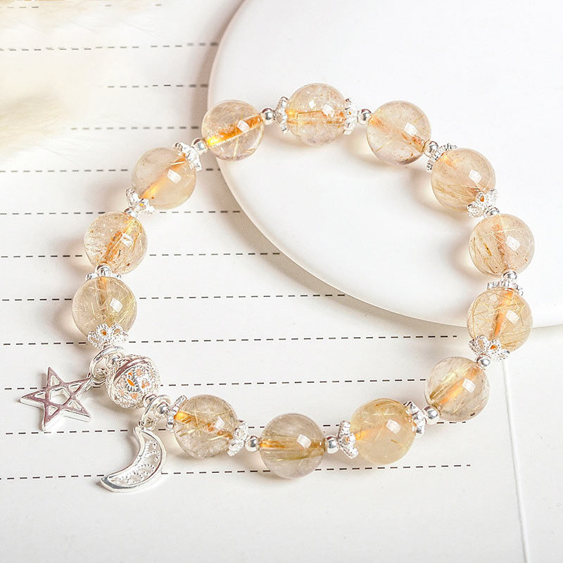 KarmaRipple's 925 Sterling Silver Authentic Citrine Happiness Moon Star Talisman Bracelet p2