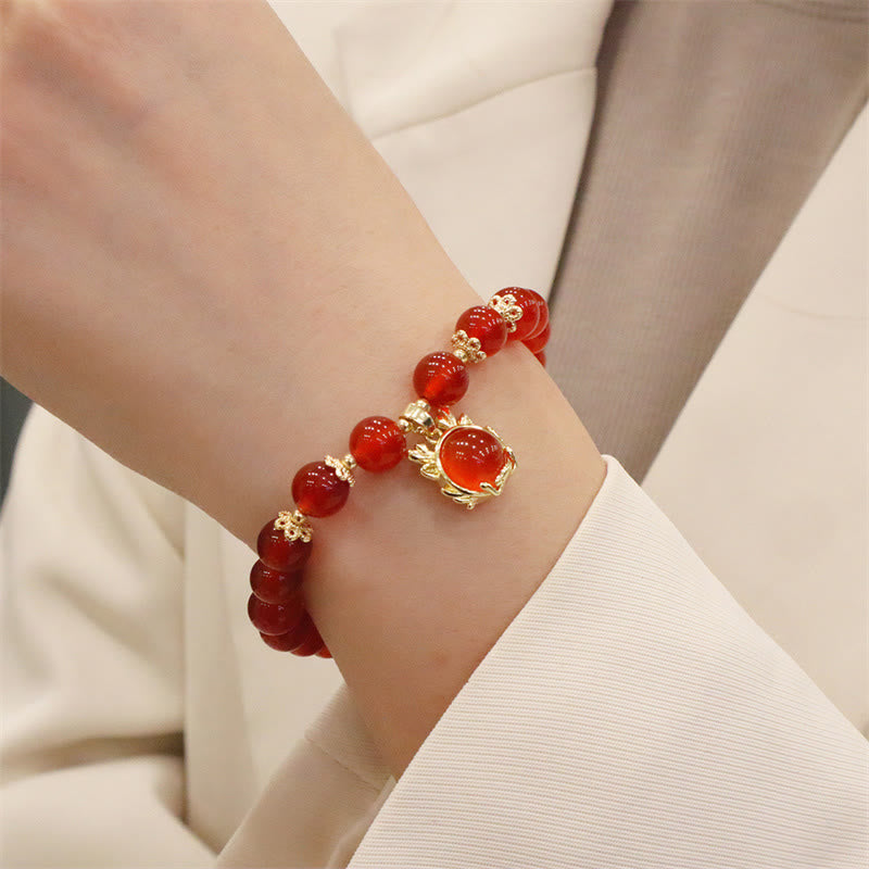 KarmaRipple's Year of the Dragon Red Agate Jade Peace Buckle Fu Character Success Bracelet p17