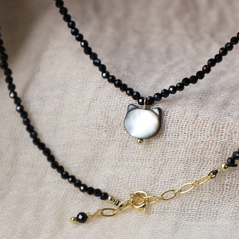 KarmaRipple's Black Spinel Cute Cat Motivate Choker Pendant p7