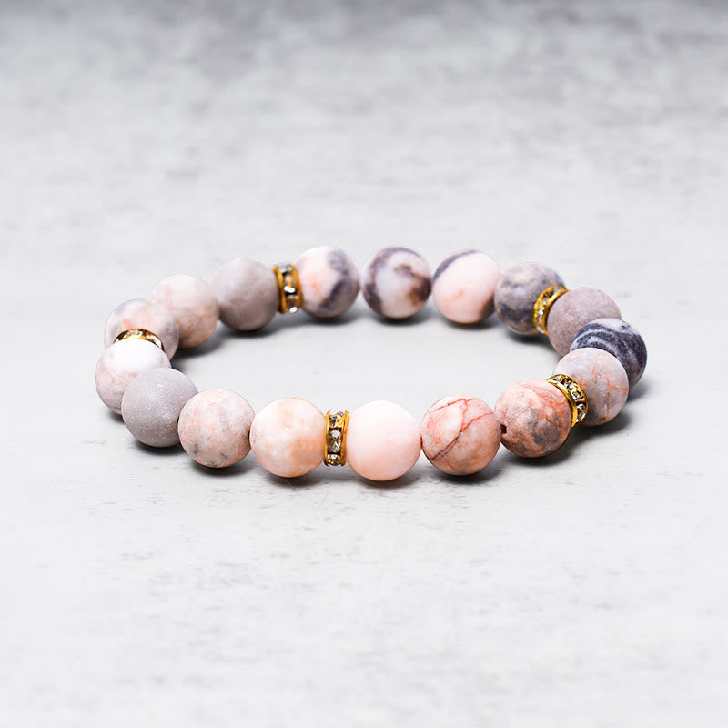 KarmaRipple's Anxiety Stress Balancing Gemstone Zebra Jasper Bead Bracelet p2