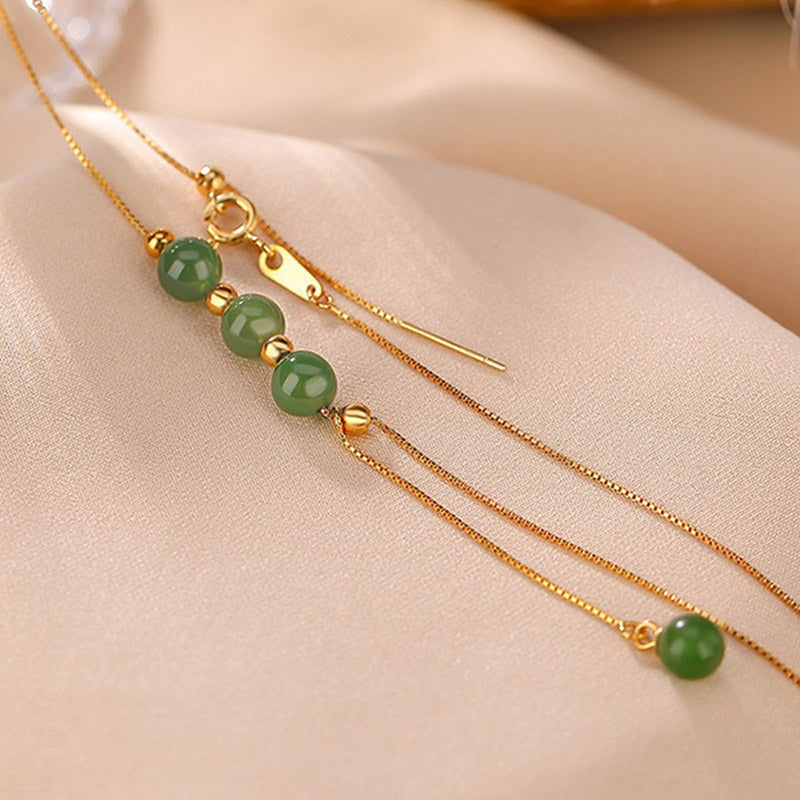 KarmaRipple's 925 Sterling Silver Cyan Jade Beadwork Balancing Pendant Necklace p5