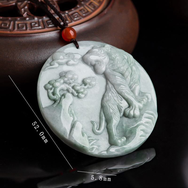 KarmaRipple's Chinese Zodiac Tiger Jade Protection Pendant String Necklace p9