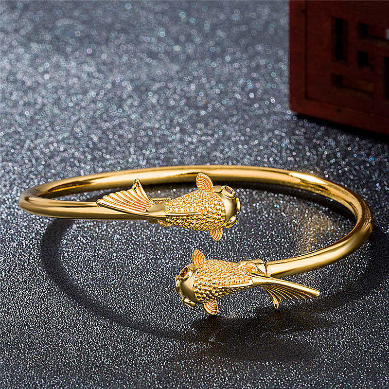 KarmaRipple's Double Koi Fish Bronze Prosperity Wealth Bracelet p3