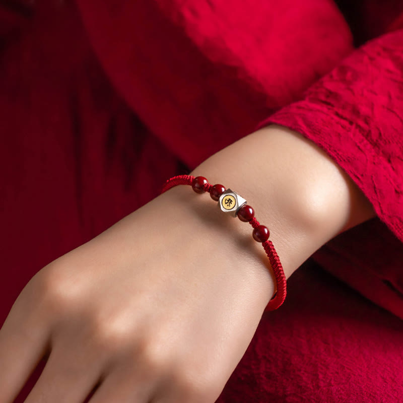KarmaRipple's 925 Sterling Silver Chinese Zodiac Natal Buddha Cinnabar Calm Bracelet p24