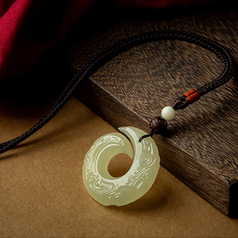 KarmaRipple's Peace Buckle Jade Small Leaf Red Sandalwood Cinnabar Agate Fortune Pendant Necklace p4