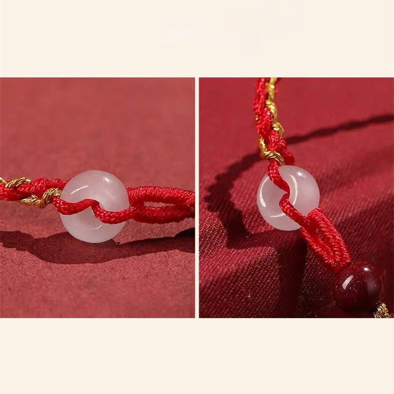 KarmaRipple's Authentic Cinnabar Jade Peace Buckle Blessing Bracelet p22