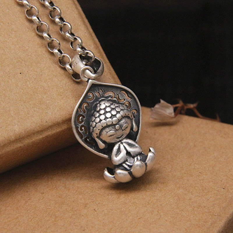KarmaRipple's 999 Sterling Silver Meditation Buddha Lotus Serenity Pendant Necklace p3