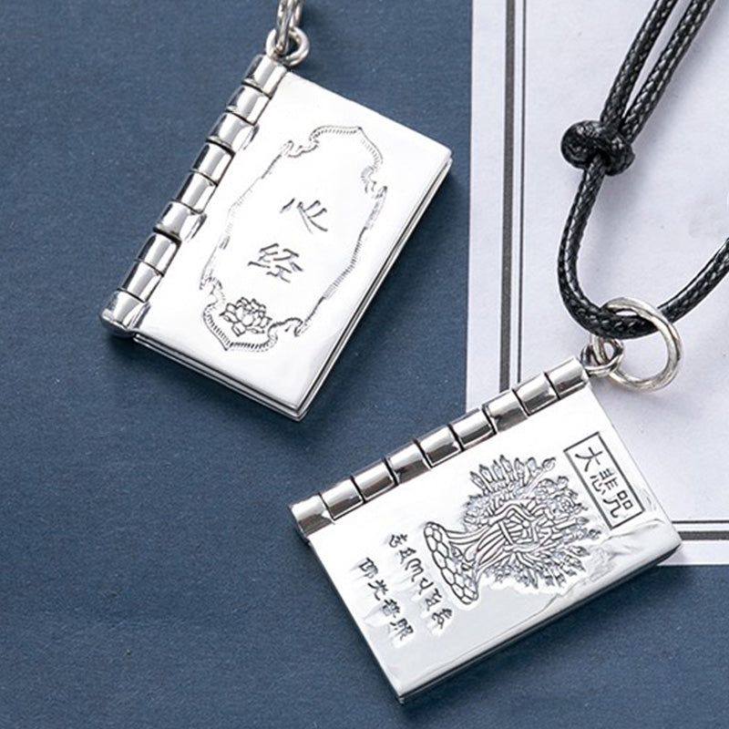 KarmaRipple's 990 Sterling Silver Heart Sutra Great Compassion Shurangama Mantra Lotus Vajra Peace Pendant Necklace p12