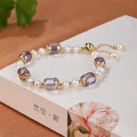 KarmaRipple's Authentic Amethyst Pearl Peace Balancing Chain Bracelet