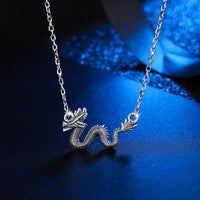 KarmaRipple's 925 Sterling Silver Year Of The Dragon Auspicious Dragon Protection Chain Pendant Necklace