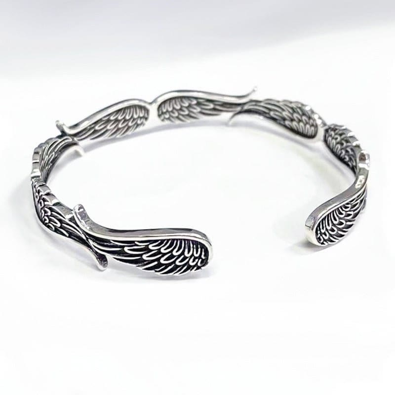 KarmaRipple's Angel Wings Feather Pattern Carved Fortune Cuff Bracelet Bangle p9