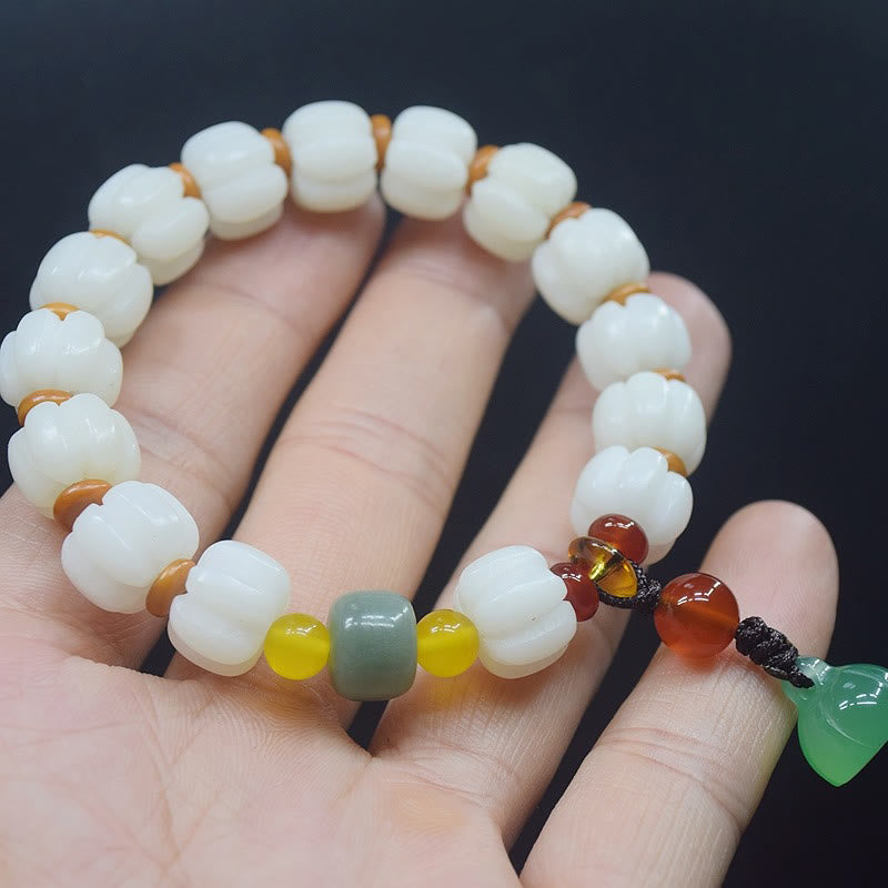 KarmaRipple's Authentic Bodhi Seed Red Agate Bodhi Calm Balance Engraved Pumpkin Bead Lotus Bracelet p4