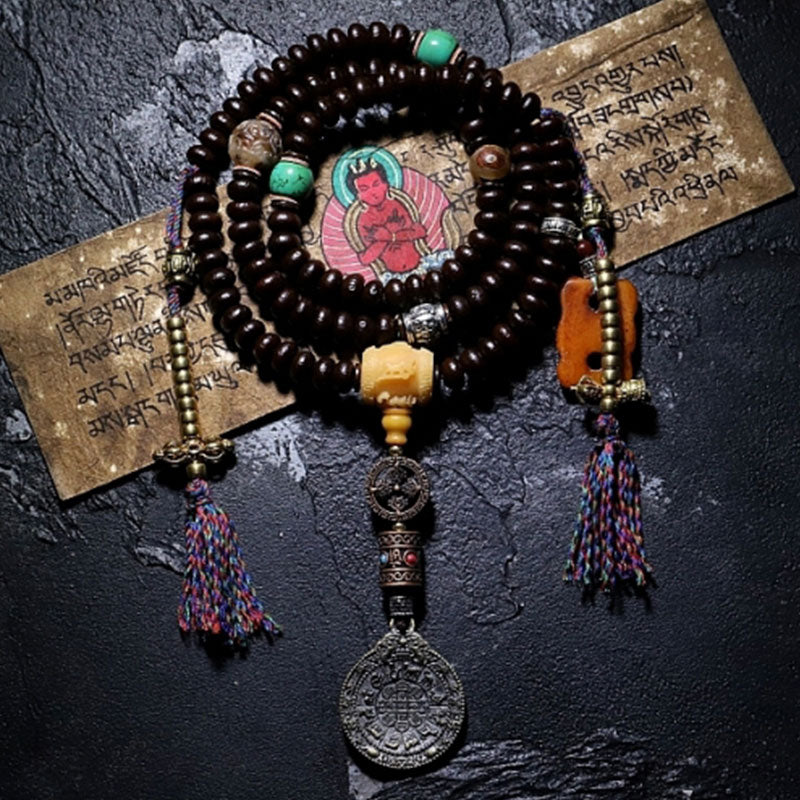 KarmaRipple's Tibet 108 Mala Beadwork Purple Bodhi Seed Bagua Vajra Auspiciousness Bracelet p27