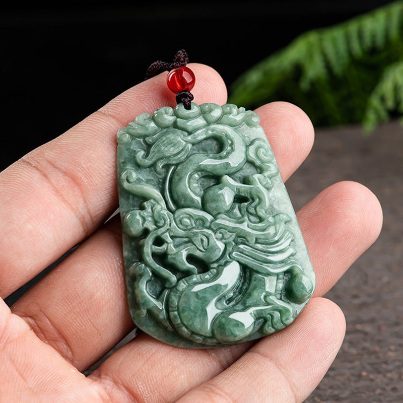 KarmaRipple's Chinese Zodiac Dragon Jade Strength Pendant String Necklace p5