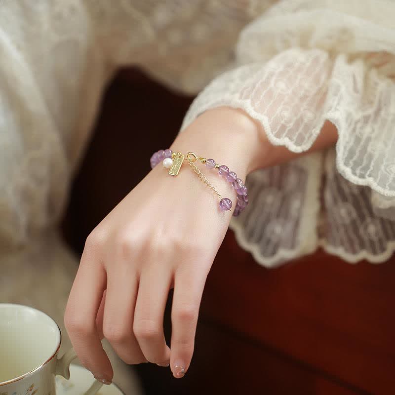 KarmaRipple's Authentic Amethyst Gemstone Relieves Stress Bracelet p3