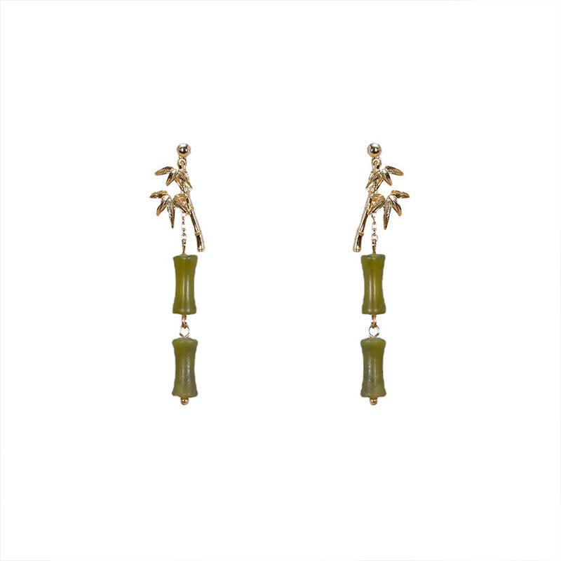 KarmaRipple's 925 Sterling Silver Posts Bronze Plated Gold Authentic Peridot Bamboo Leaf Drop Earrings p8