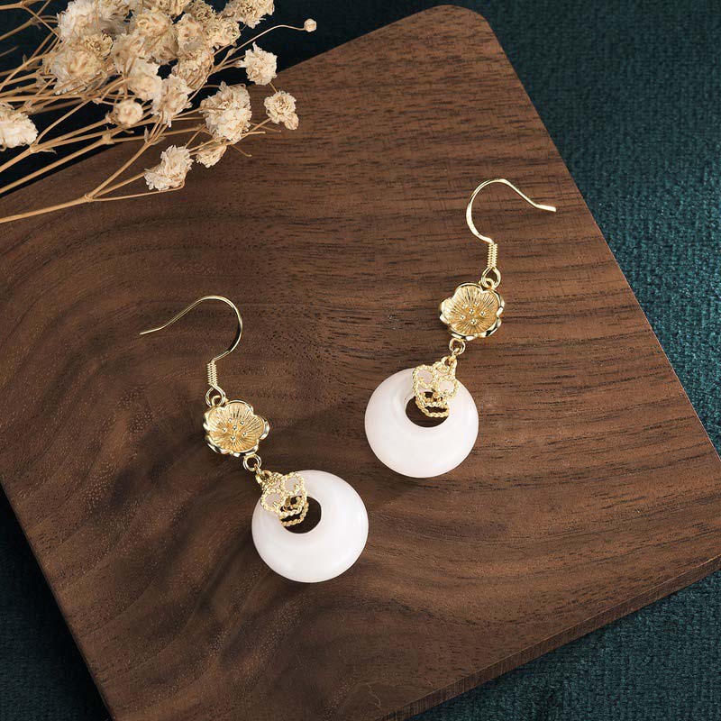 KarmaRipple's FengShui Ivory Jade Blessing Drop Earrings p22