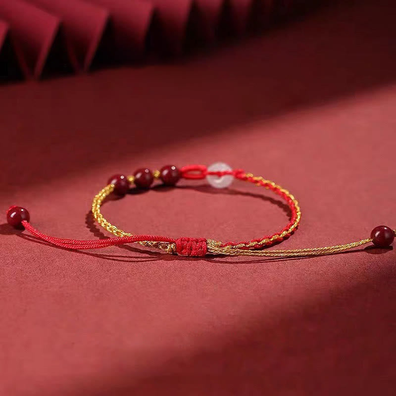 KarmaRipple's Authentic Cinnabar Jade Peace Buckle Blessing Bracelet p19