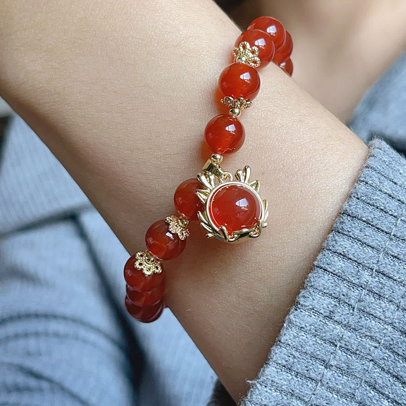 KarmaRipple's Year of the Dragon Red Agate Jade Peace Buckle Fu Character Success Bracelet p19