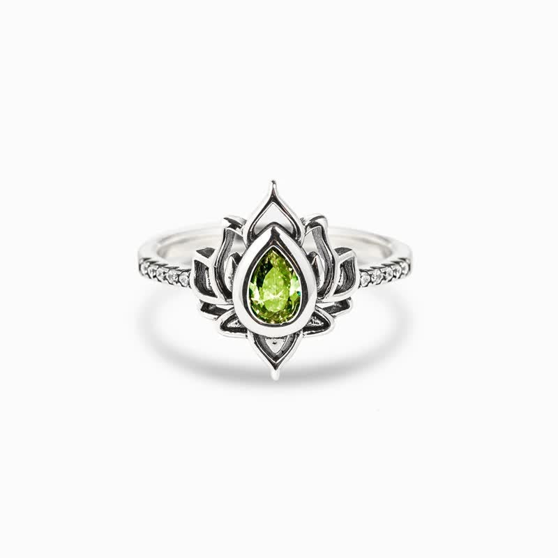 KarmaRipple's Sterling Silver Lotus Zircon Blessing Protection Ring p4