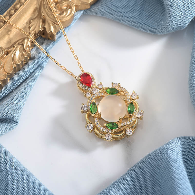 KarmaRipple's Cyan Jade Red Gemstone Fortune Pendant p9