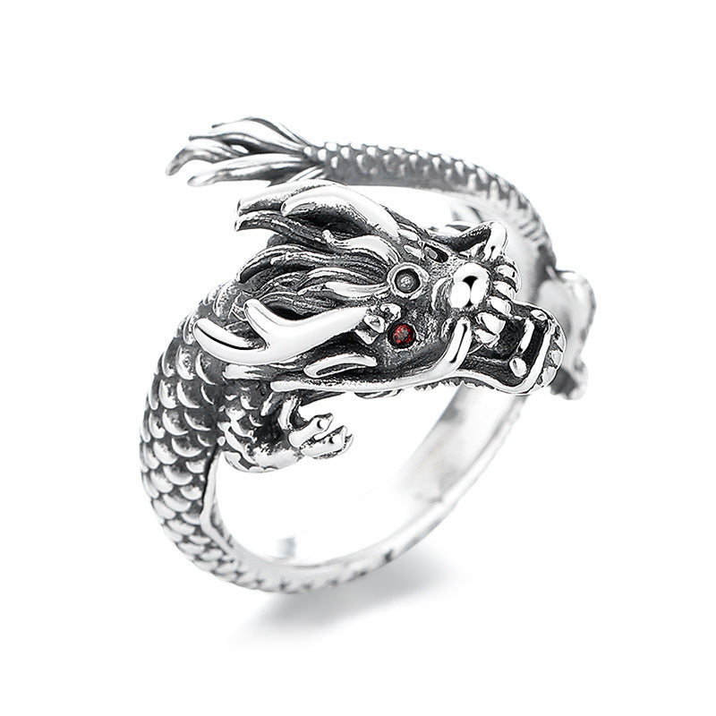 KarmaRipple's Vintage 925 Sterling Silver Year Of The Dragon Design Fortune Metal Ring p11