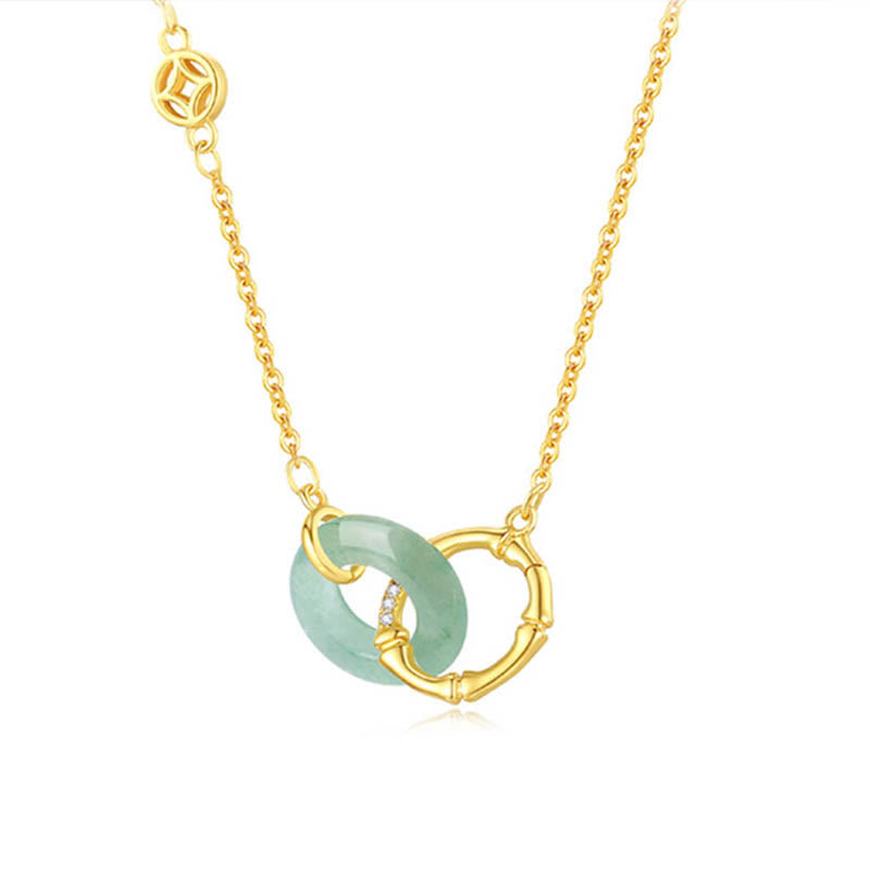 KarmaRipple's 925 Sterling Silver Authentic Green Aventurine Peace Buckle Bamboo Coin Prosperity Pendant Necklace p8