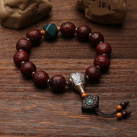 KarmaRipple's Tibetan Bodhi Seed Agate Bead Fortune Wealth Tassel Talisman Wrist Mala