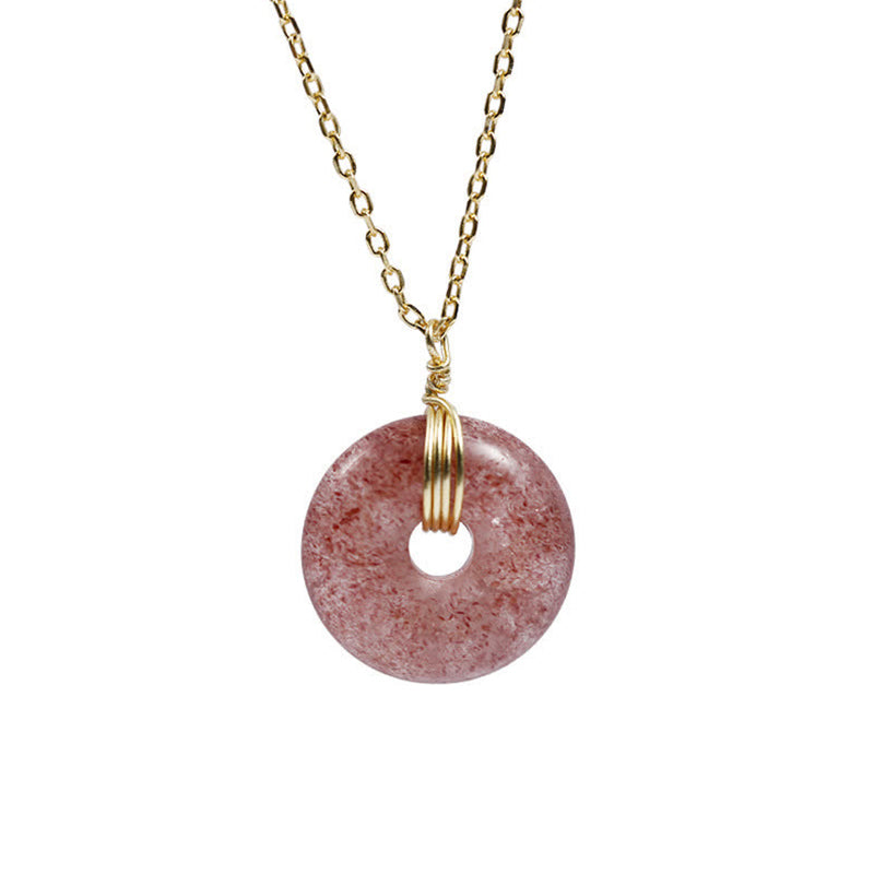 KarmaRipple's 925 Sterling Silver Strawberry Quartz Balancing Positive Pendant p10