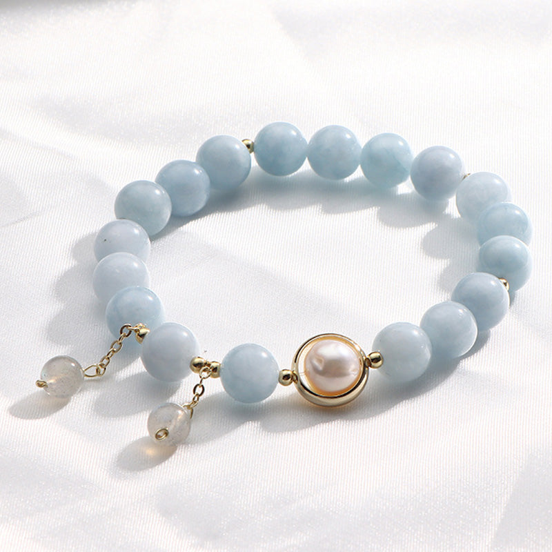 KarmaRipple's Aquamarine Pearl Balancing Moonstone Beadwork Talisman Bracelet p12