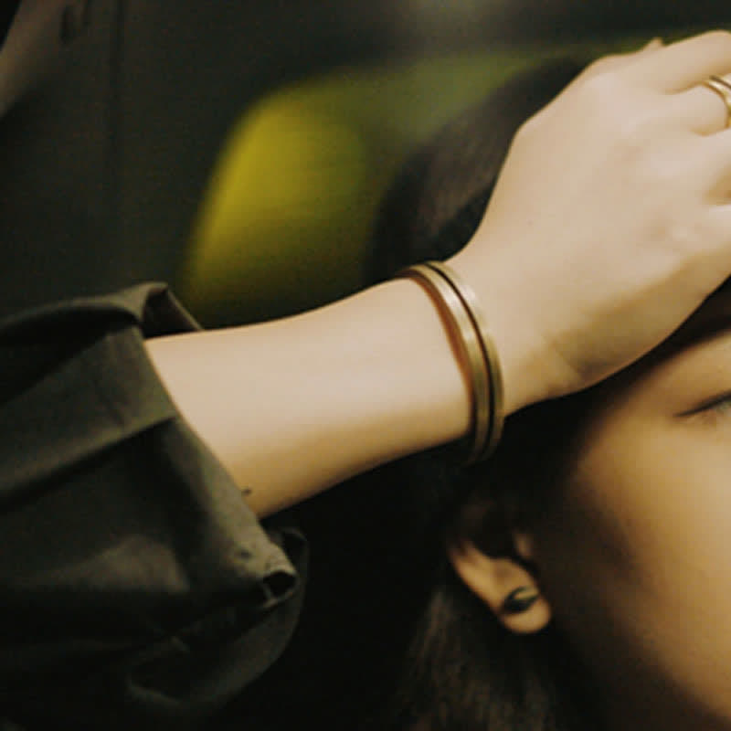 KarmaRipple's Rustic Bronze Fortune Viking Cuff Bracelet p5