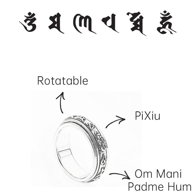KarmaRipple's Tibetan Om Mani Padme Hum PiXiu Engraved Wealth Fortune Rotatable Ring p3