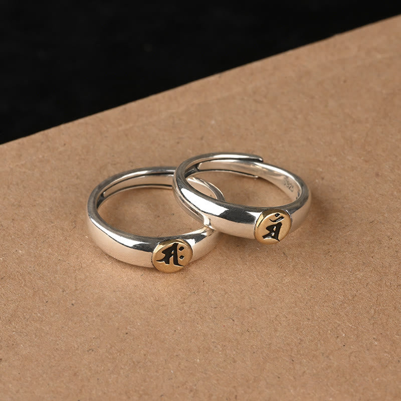 KarmaRipple's Tibetan Om Mani Padme Hum Carved Chinese Zodiac Natal Buddha Peace Ring p45