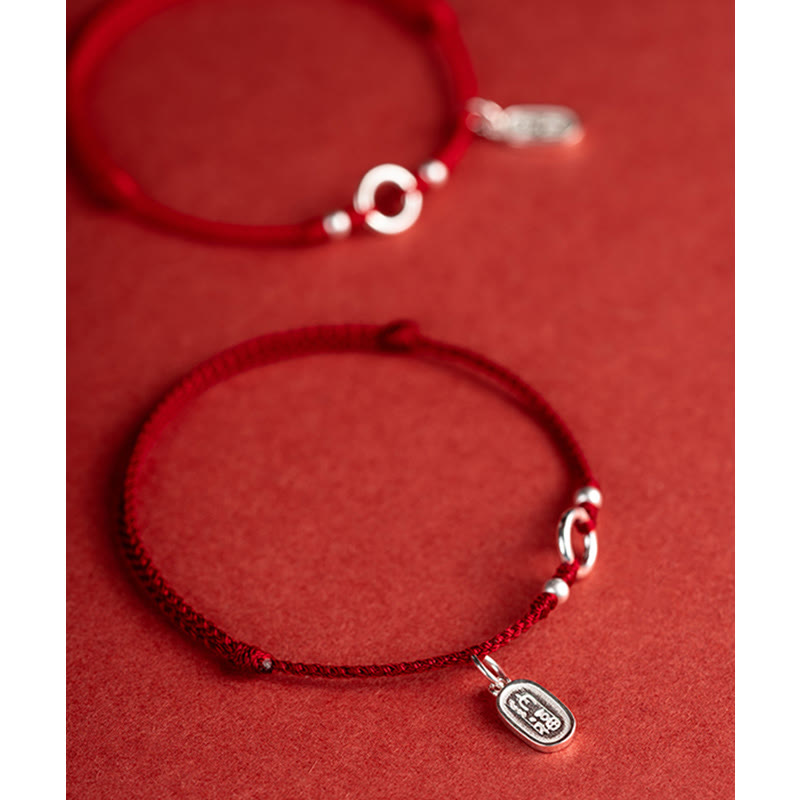 KarmaRipple's 925 Sterling Silver Fortunate Fortune Peace Joy Lotus Peace Buckle Red String Bracelet p26