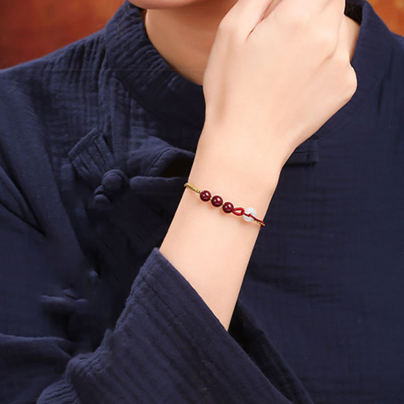 KarmaRipple's Authentic Cinnabar Jade Peace Buckle Blessing Bracelet p26