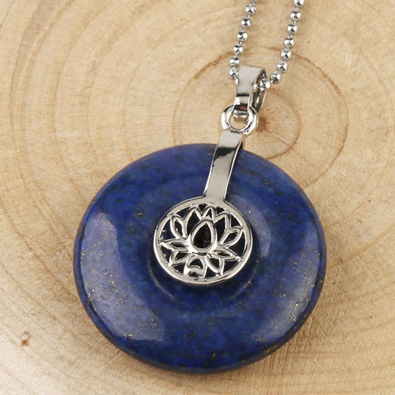 KarmaRipple's Various Gemstone Amethyst Pink Gemstone Lotus Balancing Pendant Necklace p34