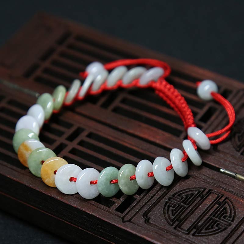 KarmaRipple's Round Jade Fortunate Red String Weave Bracelet p22