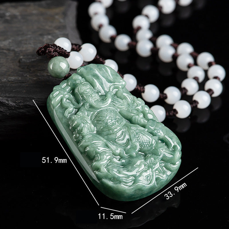 KarmaRipple's Authentic Jade Guan Gong Amulet Wealth Pendant Necklace p10