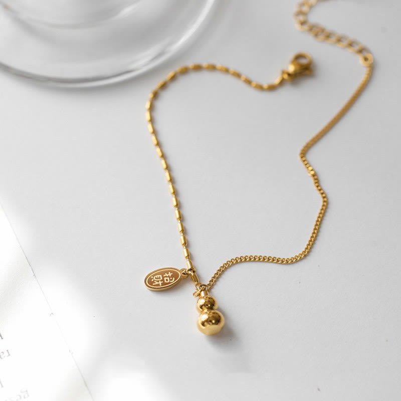 KarmaRipple's 18k Gold Fortunate Gourd Design Wealth Buckle Anklet p4