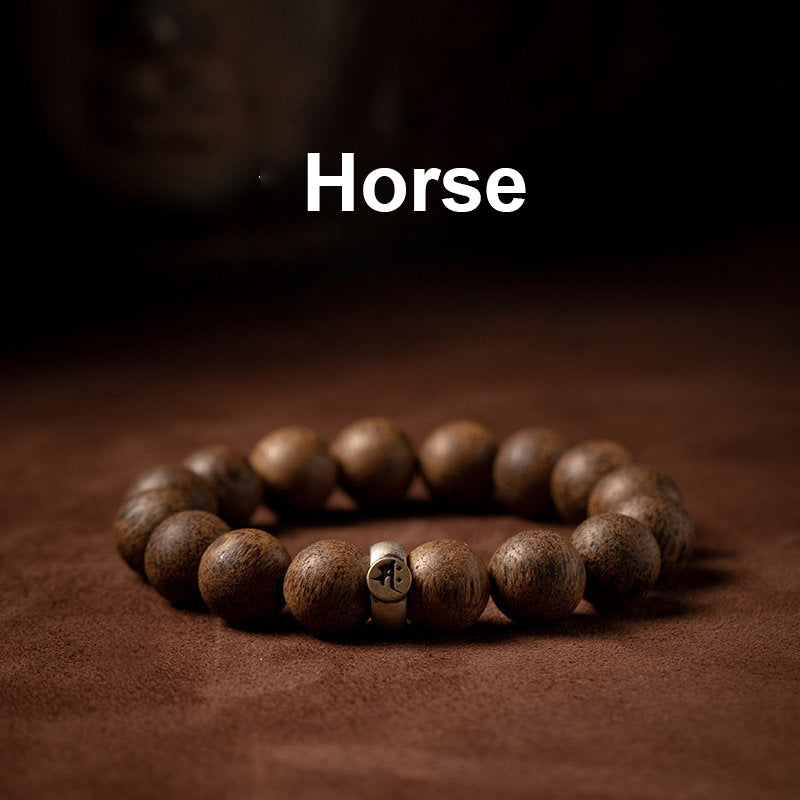 KarmaRipple's Chinese Zodiac Natal Buddha Authentic Agarwood Silver Peace Calm Bracelet p29