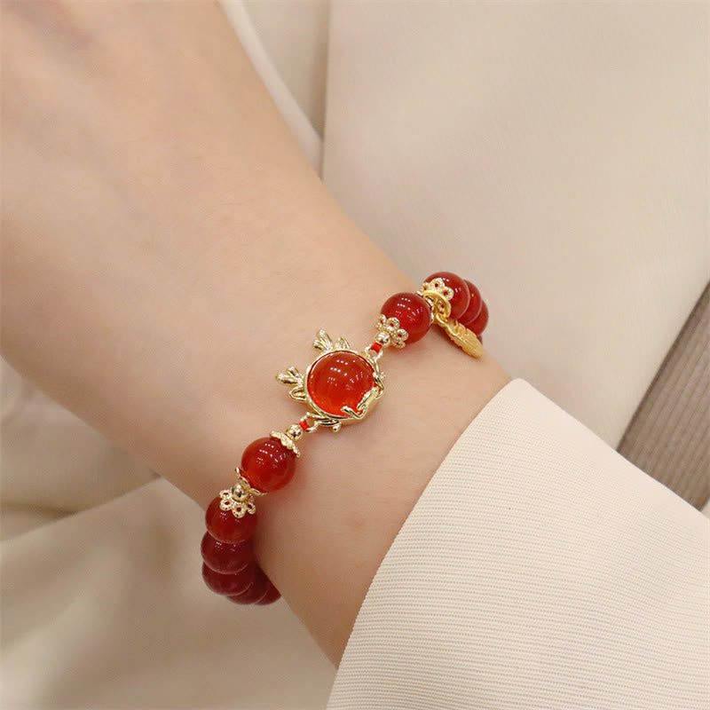 KarmaRipple's Year of the Dragon Red Agate Jade Peace Buckle Fu Character Success Bracelet p11