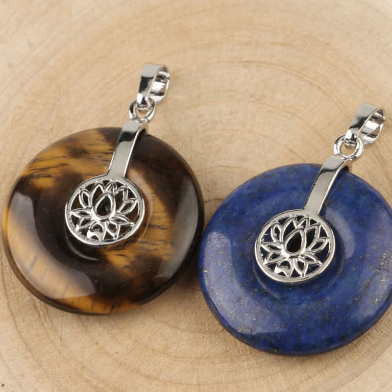 KarmaRipple's Various Gemstone Amethyst Pink Gemstone Lotus Balancing Pendant Necklace p28