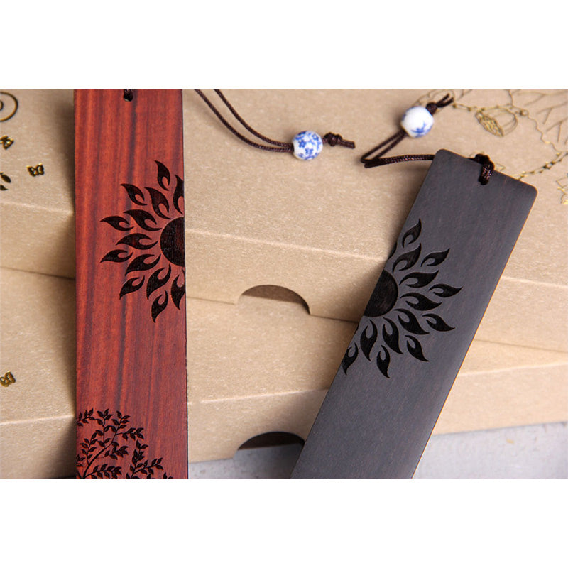 KarmaRipple's Sun Tree Ebony Wood Small Leaf Red Sandalwood Bookmarks With Gift Box p13