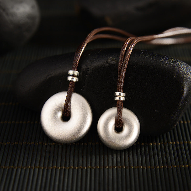 KarmaRipple's 999 Sterling Silver Round Peace Buckle Protection Pendant Necklace p3