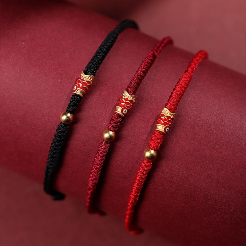 KarmaRipple's 925 Sterling Silver Handmade Koi Fish Wealth Success Woven Rope Bracelet p4