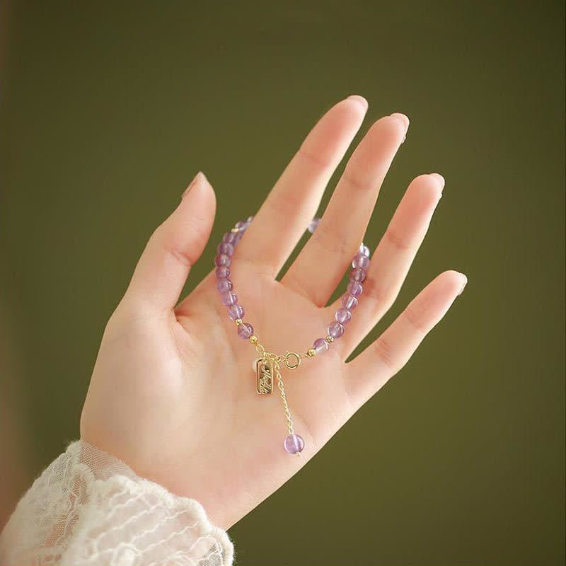 KarmaRipple's Authentic Amethyst Gemstone Relieves Stress Bracelet p4
